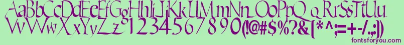 EricRegularTtstd-fontti – violetit fontit vihreällä taustalla