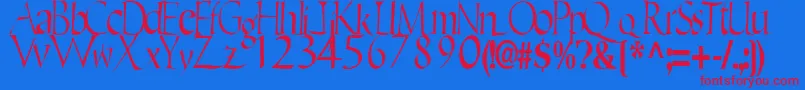 EricRegularTtstd Font – Red Fonts on Blue Background