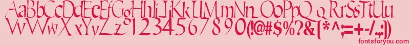 フォントEricRegularTtstd – ピンクの背景に赤い文字