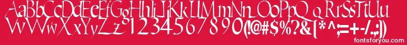 EricRegularTtstd-Schriftart – Weiße Schriften auf rotem Hintergrund