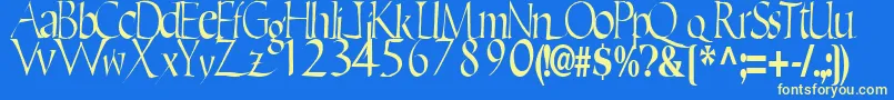 EricRegularTtstd-Schriftart – Gelbe Schriften auf blauem Hintergrund