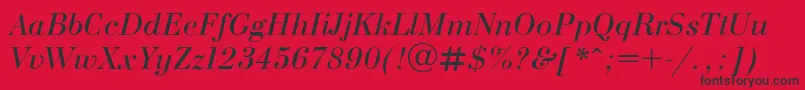 BodoniE-Schriftart – Schwarze Schriften auf rotem Hintergrund