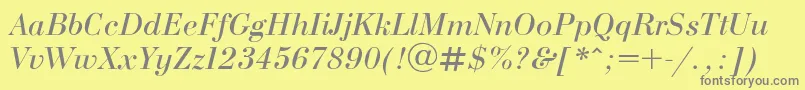BodoniE-Schriftart – Graue Schriften auf gelbem Hintergrund