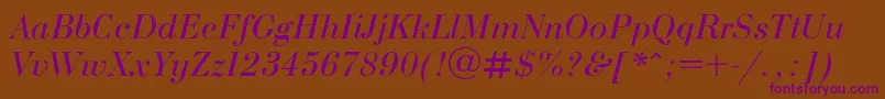 BodoniE Font – Purple Fonts on Brown Background