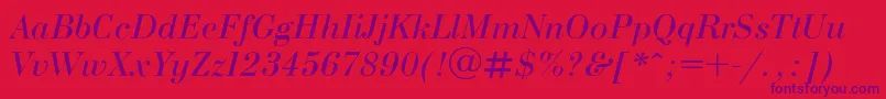 BodoniE Font – Purple Fonts on Red Background