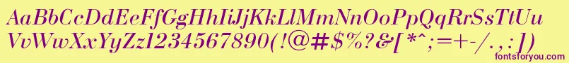 BodoniE Font – Purple Fonts on Yellow Background