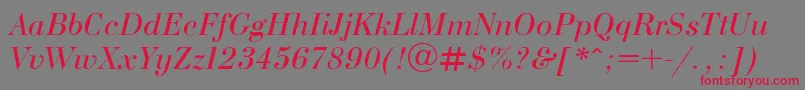 BodoniE-Schriftart – Rote Schriften auf grauem Hintergrund