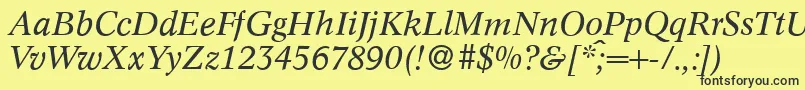 フォントC790RomanItalic – 黒い文字の黄色い背景