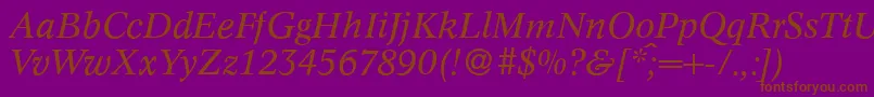フォントC790RomanItalic – 紫色の背景に茶色のフォント