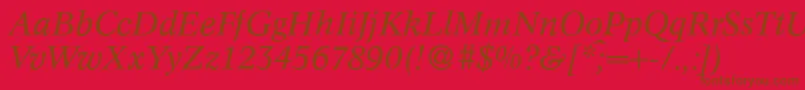 フォントC790RomanItalic – 赤い背景に茶色の文字