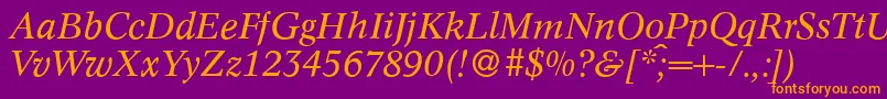 C790RomanItalic-Schriftart – Orangefarbene Schriften auf violettem Hintergrund