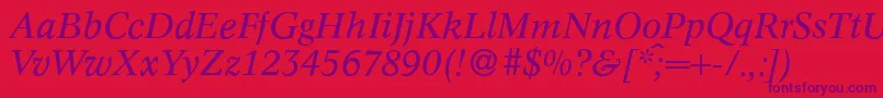 Czcionka C790RomanItalic – fioletowe czcionki na czerwonym tle