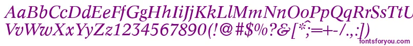 Czcionka C790RomanItalic – fioletowe czcionki na białym tle