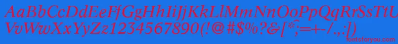 C790RomanItalic Font – Red Fonts on Blue Background