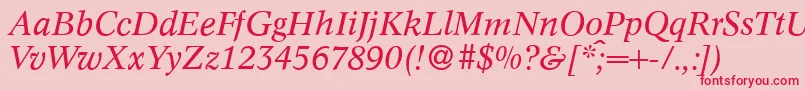 C790RomanItalic-Schriftart – Rote Schriften auf rosa Hintergrund
