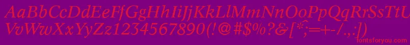 C790RomanItalic Font – Red Fonts on Purple Background