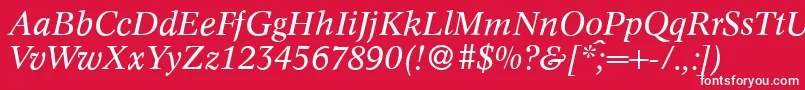 フォントC790RomanItalic – 赤い背景に白い文字