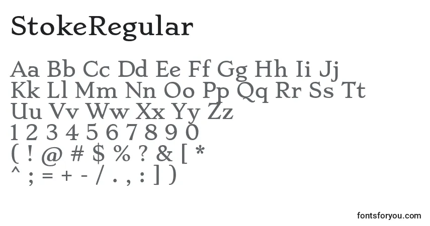 StokeRegular Font – alphabet, numbers, special characters