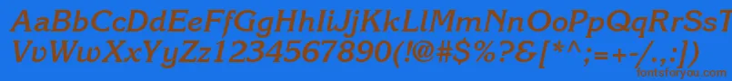 フォントItcKorinnaLtBoldKursiv – 茶色の文字が青い背景にあります。