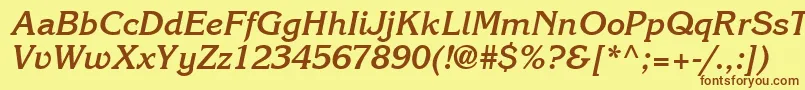 Шрифт ItcKorinnaLtBoldKursiv – коричневые шрифты на жёлтом фоне