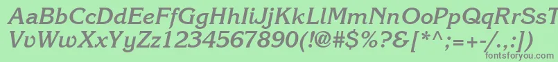 フォントItcKorinnaLtBoldKursiv – 緑の背景に灰色の文字