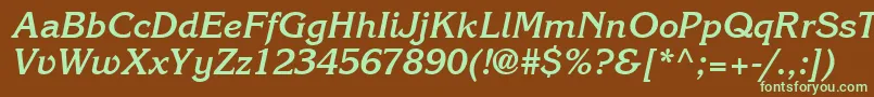 ItcKorinnaLtBoldKursiv Font – Green Fonts on Brown Background