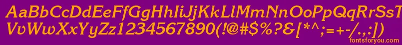 フォントItcKorinnaLtBoldKursiv – 紫色の背景にオレンジのフォント