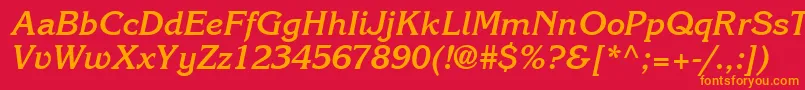 フォントItcKorinnaLtBoldKursiv – 赤い背景にオレンジの文字