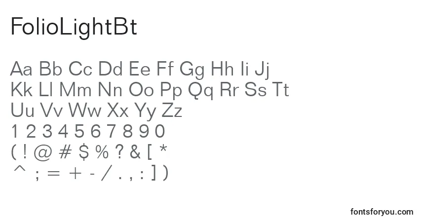 Шрифт FolioLightBt – алфавит, цифры, специальные символы