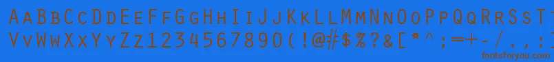 フォントScribeSsiSmallCaps – 茶色の文字が青い背景にあります。
