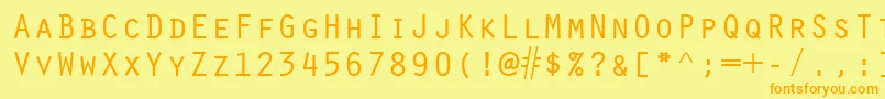 フォントScribeSsiSmallCaps – オレンジの文字が黄色の背景にあります。