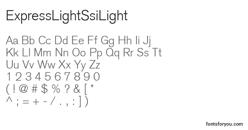 A fonte ExpressLightSsiLight – alfabeto, números, caracteres especiais
