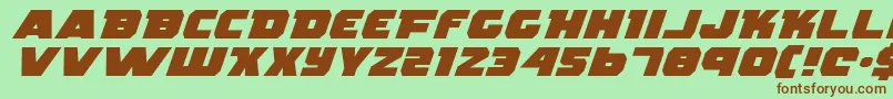 RogueHeroExpandedItalic-Schriftart – Braune Schriften auf grünem Hintergrund