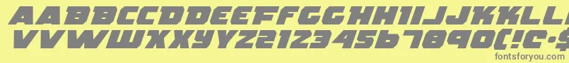 RogueHeroExpandedItalic-Schriftart – Graue Schriften auf gelbem Hintergrund