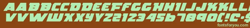 RogueHeroExpandedItalic-fontti – vihreät fontit ruskealla taustalla