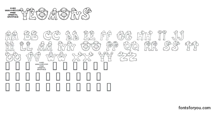 Schriftart 4yeomons – Alphabet, Zahlen, spezielle Symbole