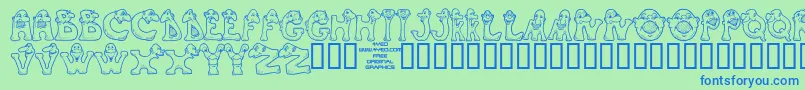 More about 4yeomons Font 4yeomons Font – Blue Fonts on Green Background