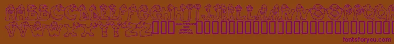 4yeomons Font – Purple Fonts on Brown Background