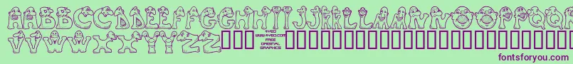 4yeomons Font – Purple Fonts on Green Background