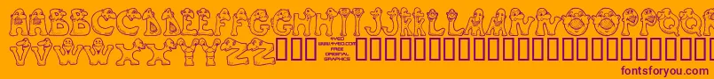 4yeomons Font – Purple Fonts on Orange Background