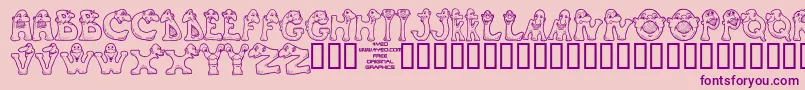 フォント4yeomons – ピンクの背景に紫のフォント