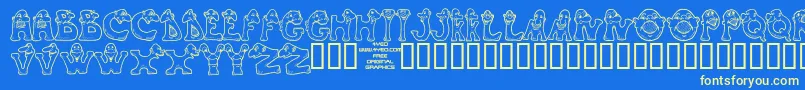 4yeomons Font – Yellow Fonts on Blue Background