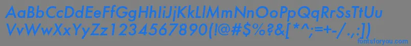 フォントFuturafuturiscItalic – 灰色の背景に青い文字