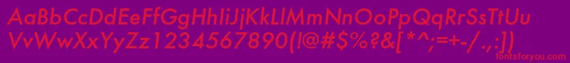 FuturafuturiscItalic-Schriftart – Rote Schriften auf violettem Hintergrund