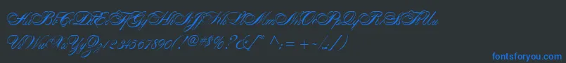 AlexandraScript Font – Blue Fonts on Black Background