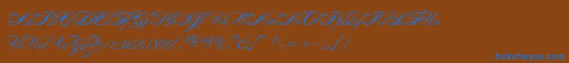AlexandraScript Font – Blue Fonts on Brown Background