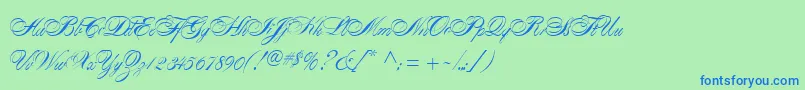AlexandraScript Font – Blue Fonts on Green Background