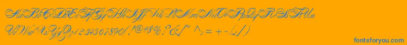 AlexandraScript Font – Blue Fonts on Orange Background