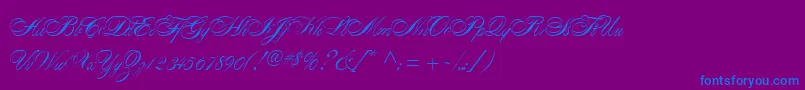 AlexandraScript Font – Blue Fonts on Purple Background