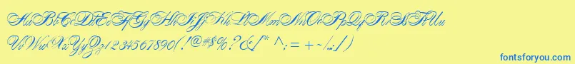 AlexandraScript Font – Blue Fonts on Yellow Background